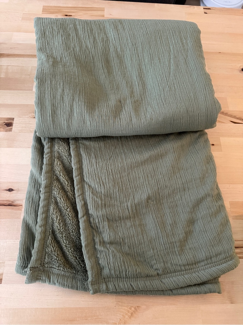 Olive Green Plush Throw Blanket